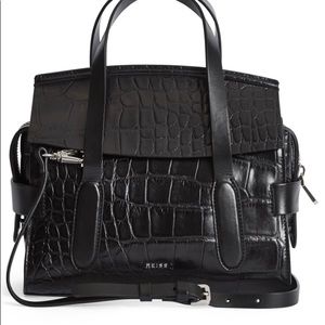Reiss Sophie Croc Embossed Crossbody Bag